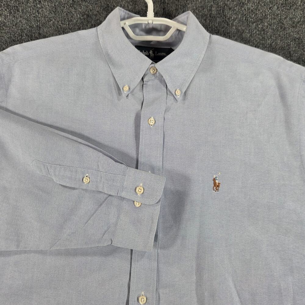 VTG Ralph Lauren Yarmouth Shirt Mens 17 34/35 Blue Button Down Oxford Flesh Pony